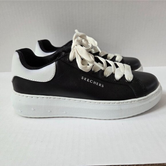 Skechers Shoes Womens 6.5 Black Leather High Street Chic Platform Sneakers - Picture 5 of 10